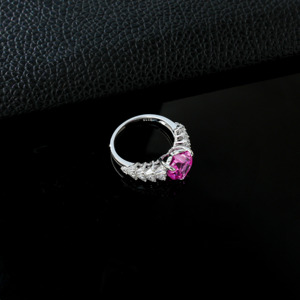 Anillo de Plata de Ley S925 con Zafiro Padparadscha Creado en Laboratorio - Product Image 3