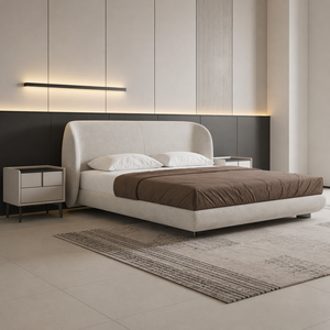 Luxury Upholstered <b>Bed</b> Soft Fabric Platform <b>Frame</b> Minimalist Modern Bedroom Furniture King <b>Size</b> - Product Image 3