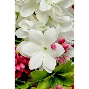 Artificial <b>White</b> Floral Garland with Decorative Pink Flowers Pearl <b>Hanging</b> Mala for Wedding Festival Temple Decoration - Product Image 3