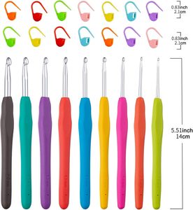 ชุดเครื่องมือถักไหมพรมแบบหัวเดียว พร้อมด้ามจับนุ่มสีลูกกวาด เข็มโครเชต์ขนาด 2 มม. ทำจากอลูมิเนียมออกไซด์และพลาสติก สำหรับถักไหมพรม - Product Image 3