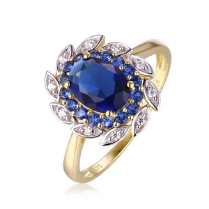 Hoge Kwaliteit Wedding Engagement Grote Blauwe Diamant Edelsteen Statement Ring Voor Vrouwen
