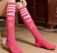 Chaussettes de compression mi-mollet en tricot à motif rayé pour filles JK, avec nœud transfrontalier et soin spécial
