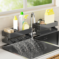 Étagère de comptoir de cuisine en gros, organisateurs antirouille, rangement, distributeur de savon à vaisselle, porte-éponge extensible pour égouttoir