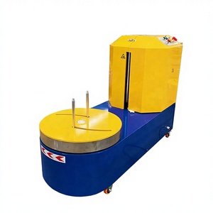 เครื่องพันฟิล์มห่อกระเป๋าเดินทางไฟฟ้าสำหรับสนามบินและสถานีรถไฟ ระบบ PLC ปรับแต่งได้ รองรับน้ำหนัก 100 กก. บรรจุภัณฑ์ไม้ - Product Image 1