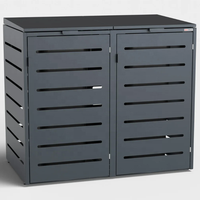 Boîtier de poubelle à roulettes durable KVS 240L pour l'extérieur Bac de rangement écologique en acier galvanisé robuste avec pieds réglables