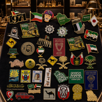 Broches personnalisées en émail du Golfe arabe, épingles métalliques drapeau national, badges commémoratifs culturels du Moyen-Orient (palmier et chameau).