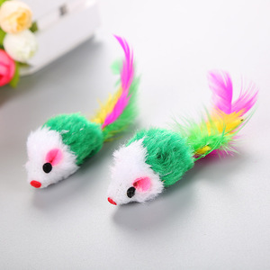 Wholesale Multi Colors Plush <strong>Cat</strong> <strong>Mouse</strong> <strong>Toy</strong> with Feather - Product Image 3