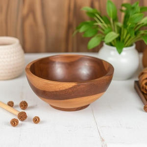 Tazón de Madera Moderno Hecho a Mano, Acabado Pulido Suave, Duradero y Ligero, para Servir Ensaladas, Bocadillos, Uso en el Hogar y Restaurantes RMW - Product Image 6