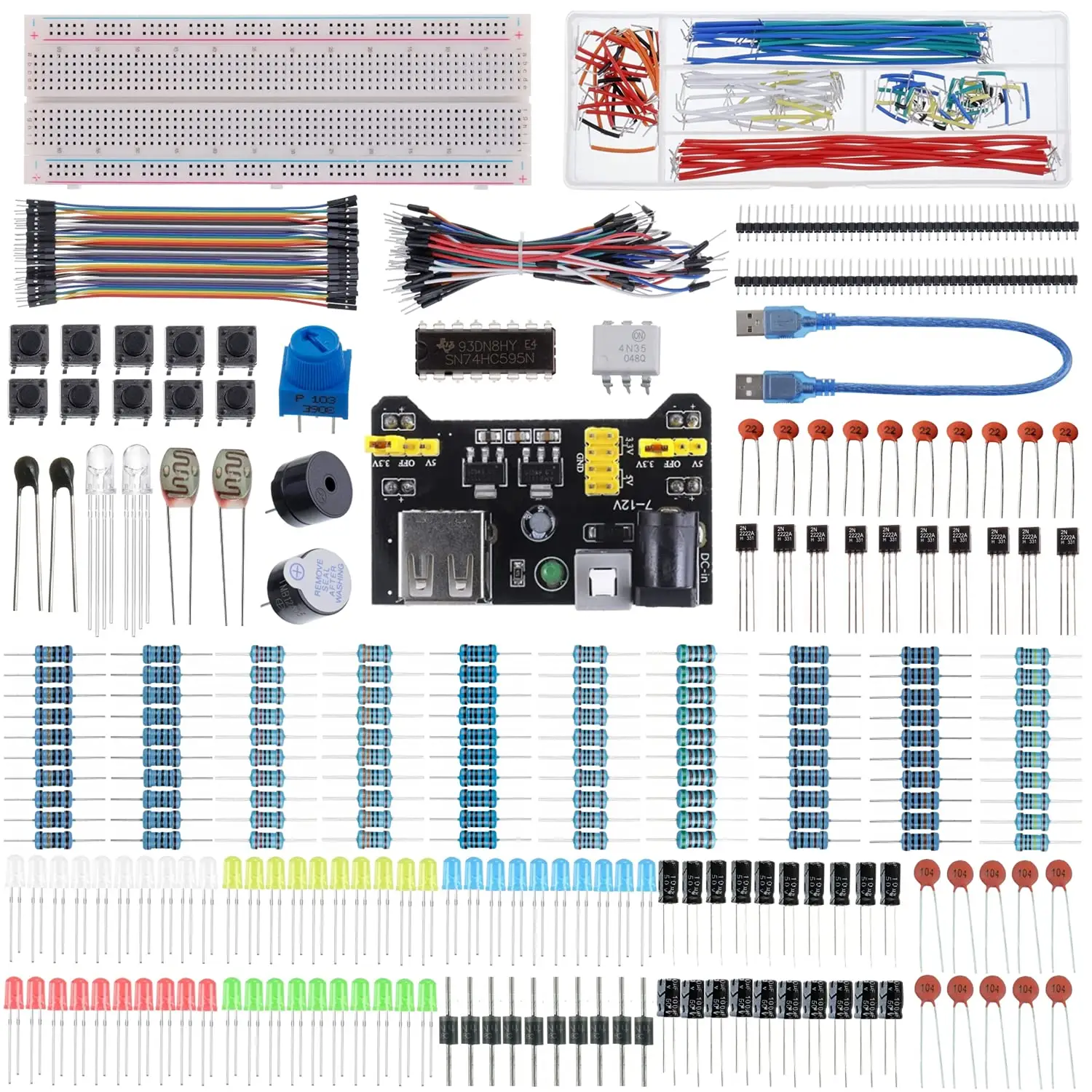 DIY Project Starter Electronic Kit with 830 Tie-points Breadboard Jumper Wire for Arduino R3 Electronic Components Set
