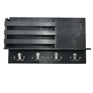 YOULIKE, estante colgante de ropa negro, organizador de llaves de bambú para estante de pared y correo, Mini soporte de maceta de madera - Product Image 2