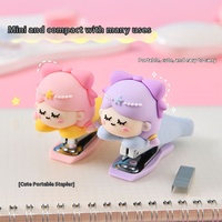 Mini Agrafeuse Manuelle Créative avec Logo Personnalisé, Design Sirène de Dessin Animé, Papeterie Portable pour Étudiants en Plastique Durable