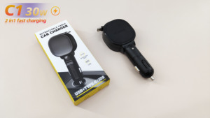 Cargador de Coche C21 con Cable Retráctil Integrado, Puerto <span class=keywords><strong>IOS</strong></span> Tipo-C, PD 3.0, Carga Rápida de 30W, Encendedor de Cigarrillos, Cargador para Vehículo C1 - Product Image 2