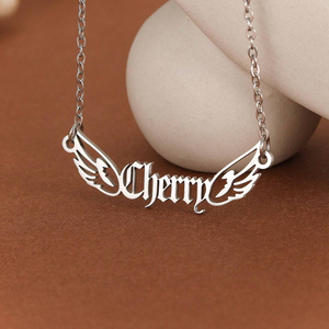 Duoying Prata Pássaro Anjo Asas Cão Orelha Colar Personalizado Natal Presente Nome Colar - Product Image 2