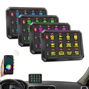Painel de comutação auxiliar 12V 24V multifuncional RGB LED com controle de aplicativo para caminhão UTV Offroad Car