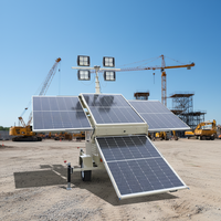Tour d'éclairage solaire coupe-vent et imperméable à l'eau, tour d'éclairage solaire à hauteur réglable avec génération d'énergie par panneau solaire