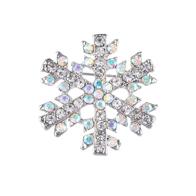 Spilla di cristallo di alta qualità con fiocco di neve e spilla di design con strass per donna