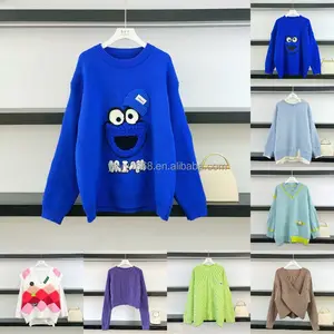 Novo Inverno Manga Longa De Malha Grossa Macia e Quente Camisola Em V-Neck das Mulheres Top 2024 Mohair Solto Pullover das Mulheres