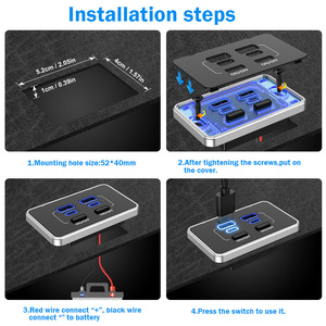 Nouvel Arrivage – Panneau de Charge Mural USB 4 Ports 12V pour Voiture/Camping-car, 78W Double PD & QC, <span class=keywords><strong>Chargeur</strong></span> de <span class=keywords><strong>Batterie</strong></span> de Voiture Multi-Ports USB - Product Image 5