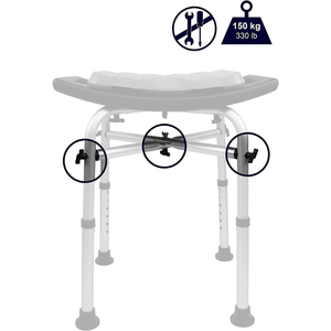 Padded Shower <b>Stool</b> (150 kg), <b>Bathroom</b> Chair Bench for Seniors Black KMINA K30009 - Product Image 1