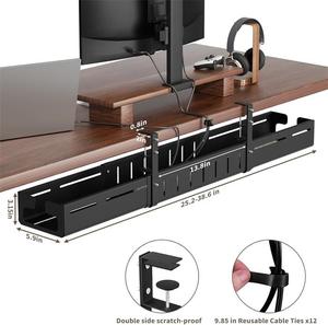 Vassoio Espandibile per Gestione Cavi Sotto Scrivania, in Acciaio al Carbonio Resistente con Morsetto, Organizzatore Cavi Nascosto per Scrivania, Casa, Ufficio - Product Image 6