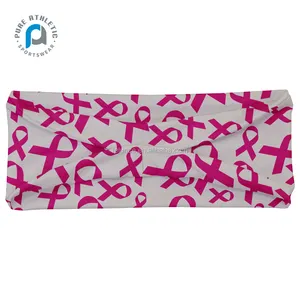순수 핑크 리본 일반 흰색 인쇄 도매 맞춤 운동 체육관 머리띠 여자