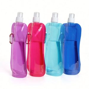 Poche à eau pliable pour le camping en plein air, 500 ml, sac à eau réutilisable, bouteilles d'eau en plastique pliables portables avec logo personnalisé - Product Image 1