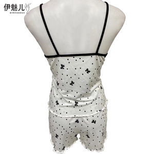 Ensemble camisole et short de style européen et américain pour l'été 2024, pyjama sexy à fleurs pour femmes (style export) - Product Image 3