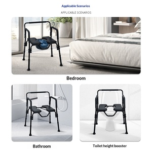 New Products Elderly and Disabled Used Bathing Adjustable <b>Shower</b> <b>Chair</b> Foldable Aluminum Alloy/steel Commode Toilet <b>Chair</b> - Product Image 2