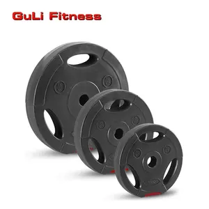 Guli Fitness Gym Training 3 Handvat Gewicht Platen Tri Grip Plastic Barbell Halter Gewicht Plaat Pvc Fitnessapparatuur Plaat Cement