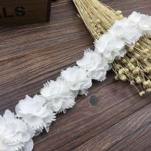 卸売ビッグフラワー12フラワー3Dシフォンレースフラワーリボン - Product Image 2