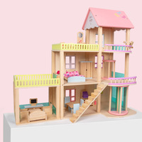 Faire semblant de jeu de rôle bricolage jouet éducatif grands enfants en bois maison de poupée Villa avec accessoires chambre de poupée meubles maison de poupée rêve