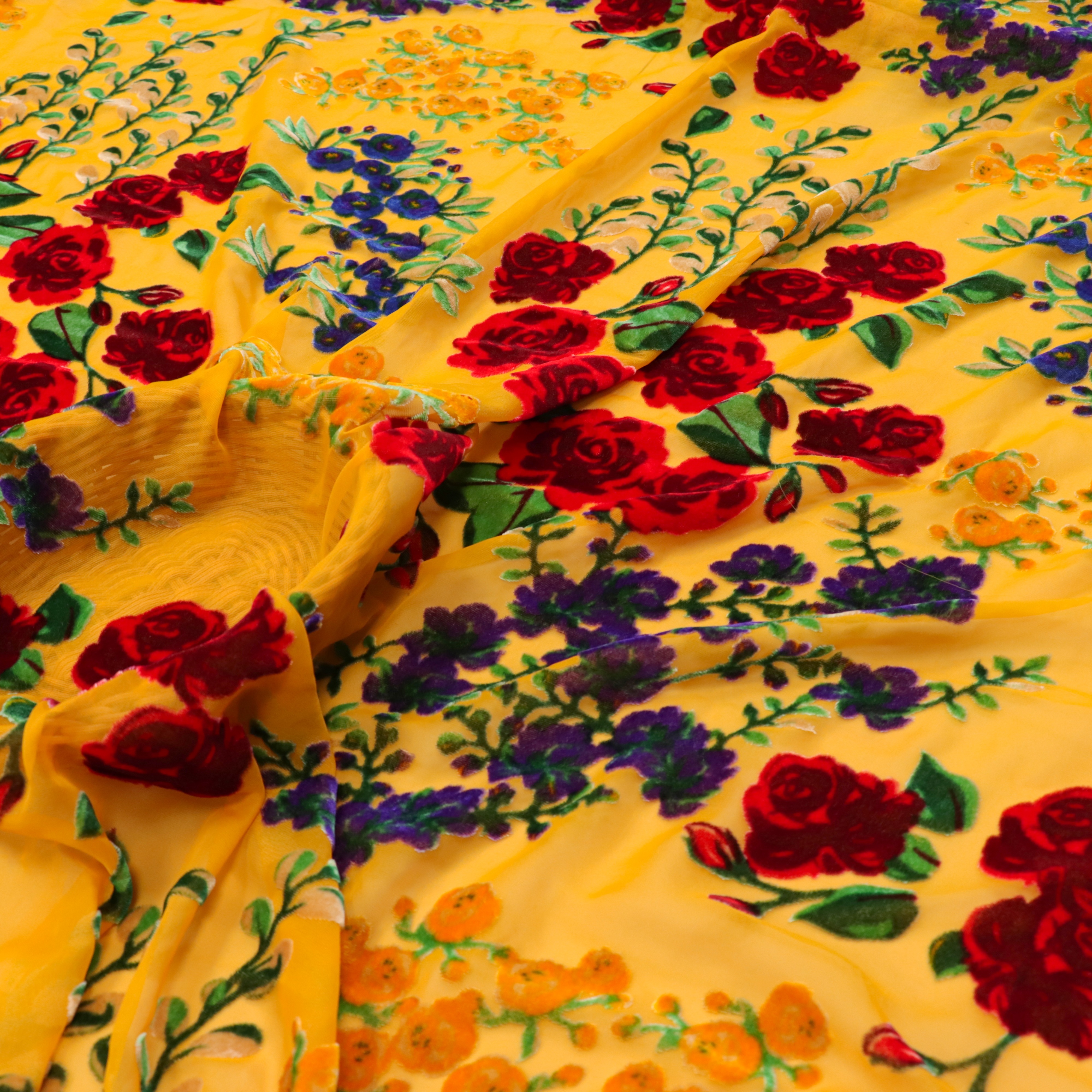 140CM Woven Nylon Viscose Print Burnout Velvet Fabric China's Hot Sale Material for Fashionable Dresses and Breathable Bags