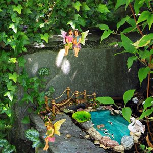 Jardín de hadas estanque de peces Kit miniatura puente Jardín de hadas figuras con accesorios pintado a mano Conjunto de 6 pcs para al aire libre - Product Image 2