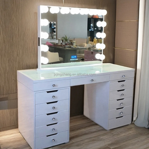 Mueble de Maquillaje para Dormitorio, Espejo Grande, Tocador con Almacenamiento, Mesa de Maquillaje con 13 Cajones - Product Image 6