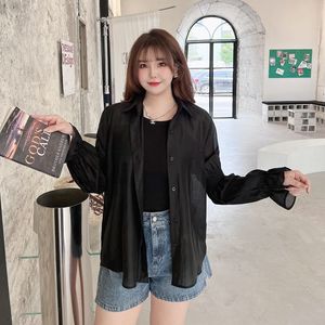 Camisa de Protección Solar N8402 para Mujer, Color Negro Albaricoque, Mangas con Volantes, Viscosa, UPF 50, Talla Grande, Manga Larga - Product Image 5