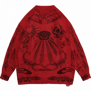 Streetlux logotipo personalizado Otoño Invierno versátil Hip Hop Jacquard patrón cuello redondo Casual hombres prendas de punto suéteres - Product Image 3