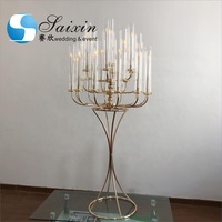 ZT-361 Décoration internationale 25 bras mariage candélabres en métal avec cylindre en verre
