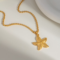 Collar con Colgante de Estrella de Mar en Acero Inoxidable Chapado en Oro de 18K, Serie Océano, Joyería de Verano 2026, Personalizado, Resistente al Agua, para Mujer