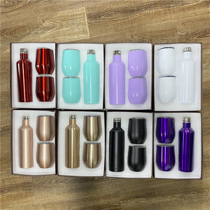 Hộp Đựng Nhiều Chai Ngoài Trời Hai Lớp Bằng Thép Không Gỉ 12Oz Ly Rượu Có Nắp Và 1 Chai Rượu Vang Với Hộp Quà Tặng - Product Image 5