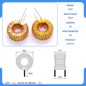 Tùy chỉnh hình xuyến cuộn cảm 5026 cuộn dây đồng thấp mất màu vàng-trắng từ vòng sắt bột lõi cuộn cảm - Product Image 4
