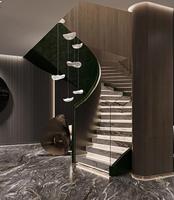 Escalier en colimaçon moderne et luxueux en marbre pour hôtel villa appartements haut de gamme Matériau en acier Verre Design intérieur élégant en marbre