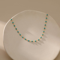 Collier en cuivre plaqué or 18 carats avec turquoise, style Ins, aspect haut de gamme et perles ajustables