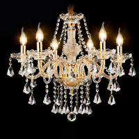Lustre en cristal K9 classique moderne de luxe, luminaire suspendu en verre doré pour salon, chambre d'hôtel, lustres et suspensions
