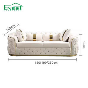 أريكة تشيسترفيلد بيضاء وردية ذهبية فاخرة من منفذ المصنع ، أريكة من القماش المخملي ، مجموعة أثاث أريكة لغرفة المعيشة معنقدة - Product Image 3