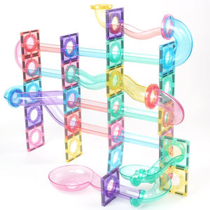 مجموعة مسار الرخام المغناطيسي بالجملة من Mntl، 115 قطعة بألوان الجيلي، مجموعة بناء مسار سباق الرخام، ألعاب متاهة بقطع مغناطيسية - Product Image 5