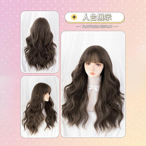 HengJi – perruque longue bouclée avec frange latérale, en fibre Kanekalon, ligne de cheveux naturelle, perruque complète pour style Lolita - Product Image 3