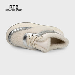 חורף בסגנון אתני לנשים בסגנון אתני חורף חם מעובה צמר מעובה, מגפי שלג עמיד למים לבנים - Product Image 4