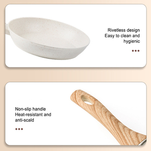 26/28cm Large Nonstick Aluminum Frying <b>Pan</b> Granite Coating Skillet Deep Fry <b>Pan</b> <b>with</b> Wooden Handle and Glass <b>Lid</b> - Product Image 3