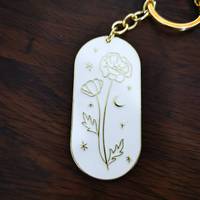 Mois de naissance fleurs porte-clés oeillets violettes marguerite Pvd plaqué or mois de naissance fleur émail breloques pour grand-mère maman fille