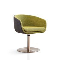 Fauteuil pivotant en forme de tonneau jaune citron, avec base ronde en acier inoxydable poli, fauteuil d'appoint de salon
